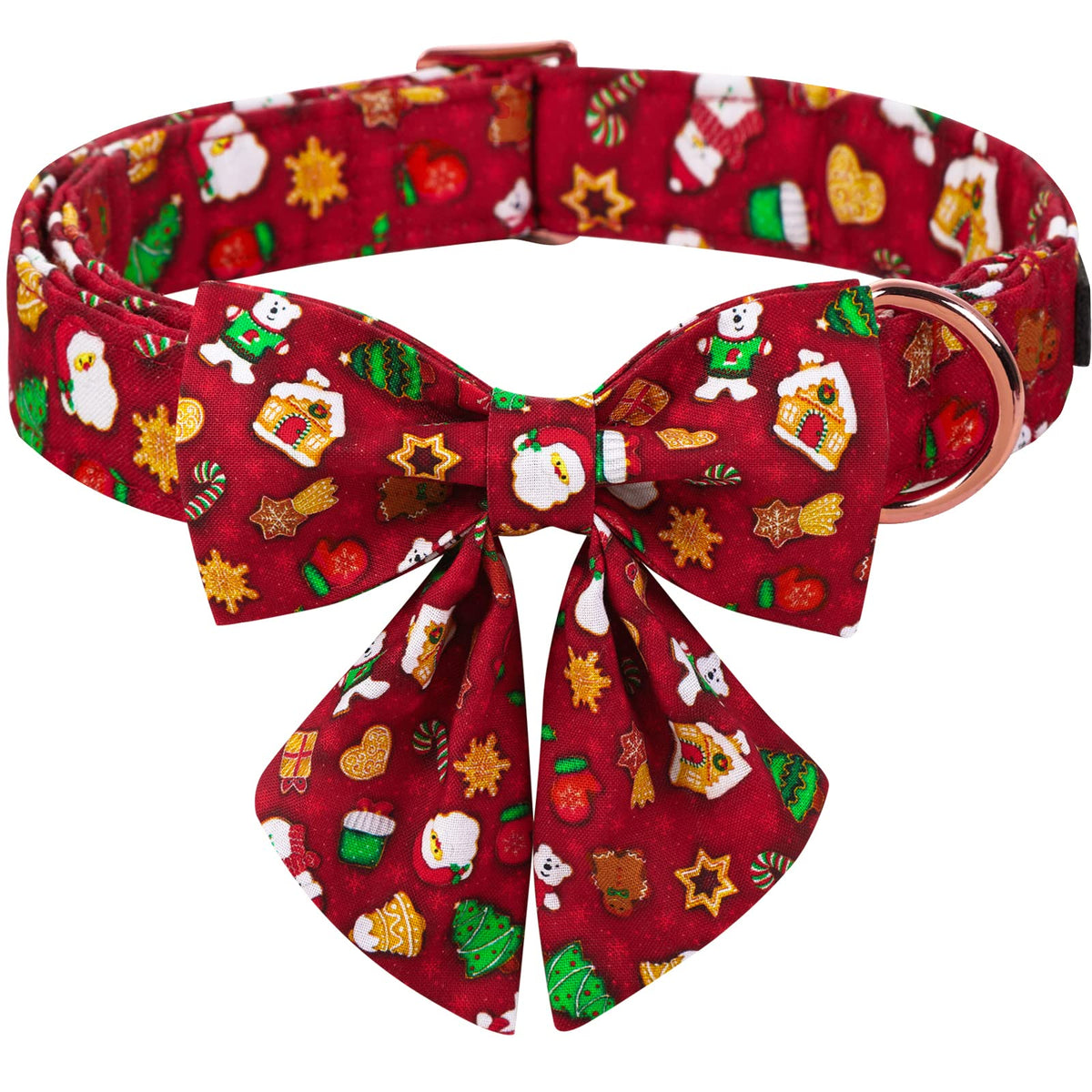 ARING PET Christmas Dog Collar Cute Santa Claus Dog Collar with Sailor Bow Cotton Red Christmas Dog Collar Bow with Metal Buckle